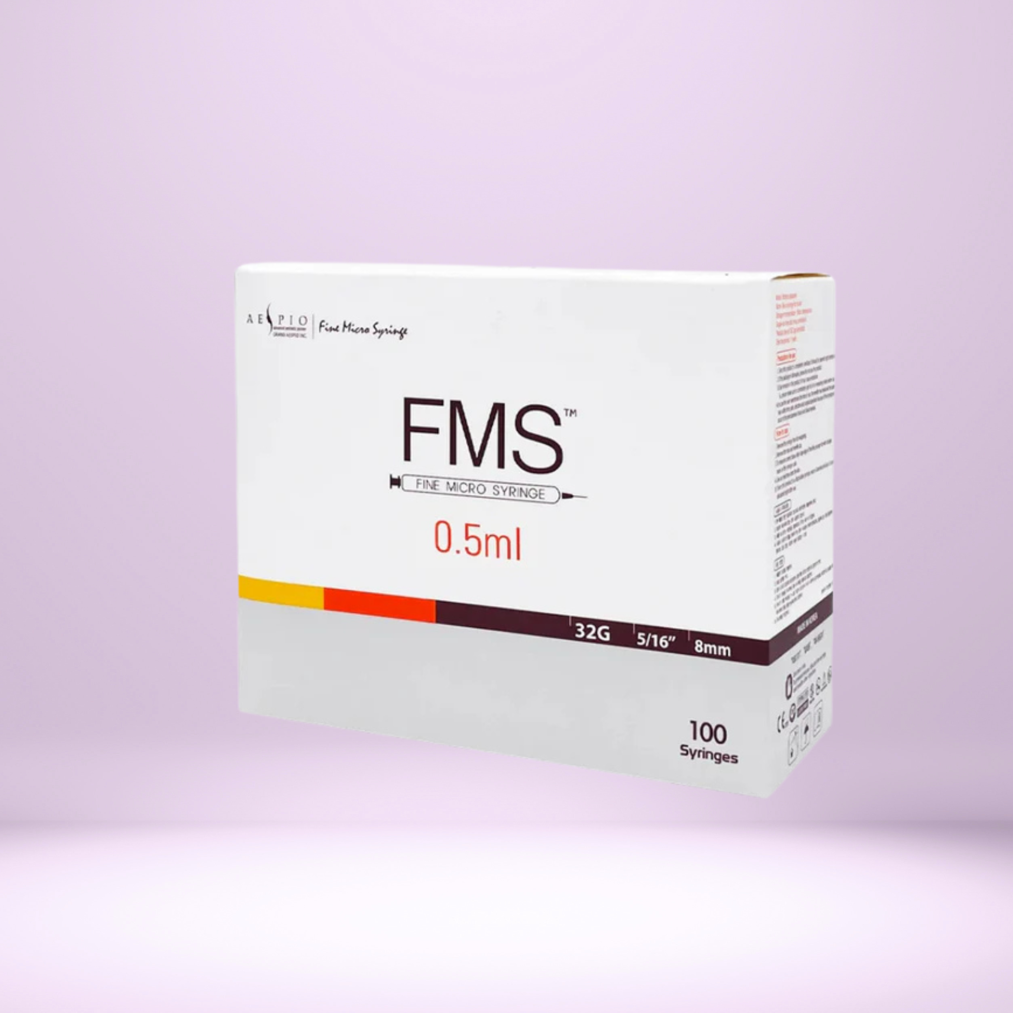 FMS Fine Micro 0.5ml Syringe 8mm (32G) - Box of 100